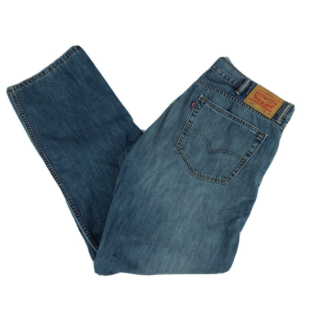 Levi's 505 Men's Jeans Size 38x32 Straight Leg Denim Blue Jeans Medium Wash